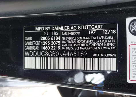 2019 Mercedes-Benz S 560 4Matic z USA, uszkodzony, nr VIN WDDUG8GB0KA466162